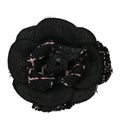 Chanel Tweed Camellia Pin Brooch Black Pink