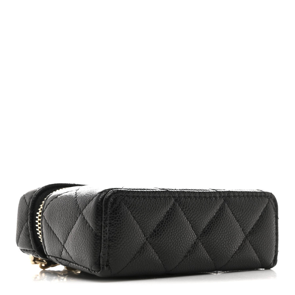 Caviar Quilted Mini Bag Charm With Chain Black