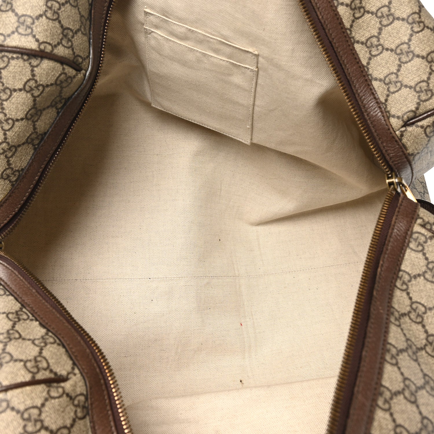 Gucci GG Supreme Monogram Textured Dollar Calfskin Web Medium Ophidia Carry-On Duffle Bag Beige Ebony New Acero
