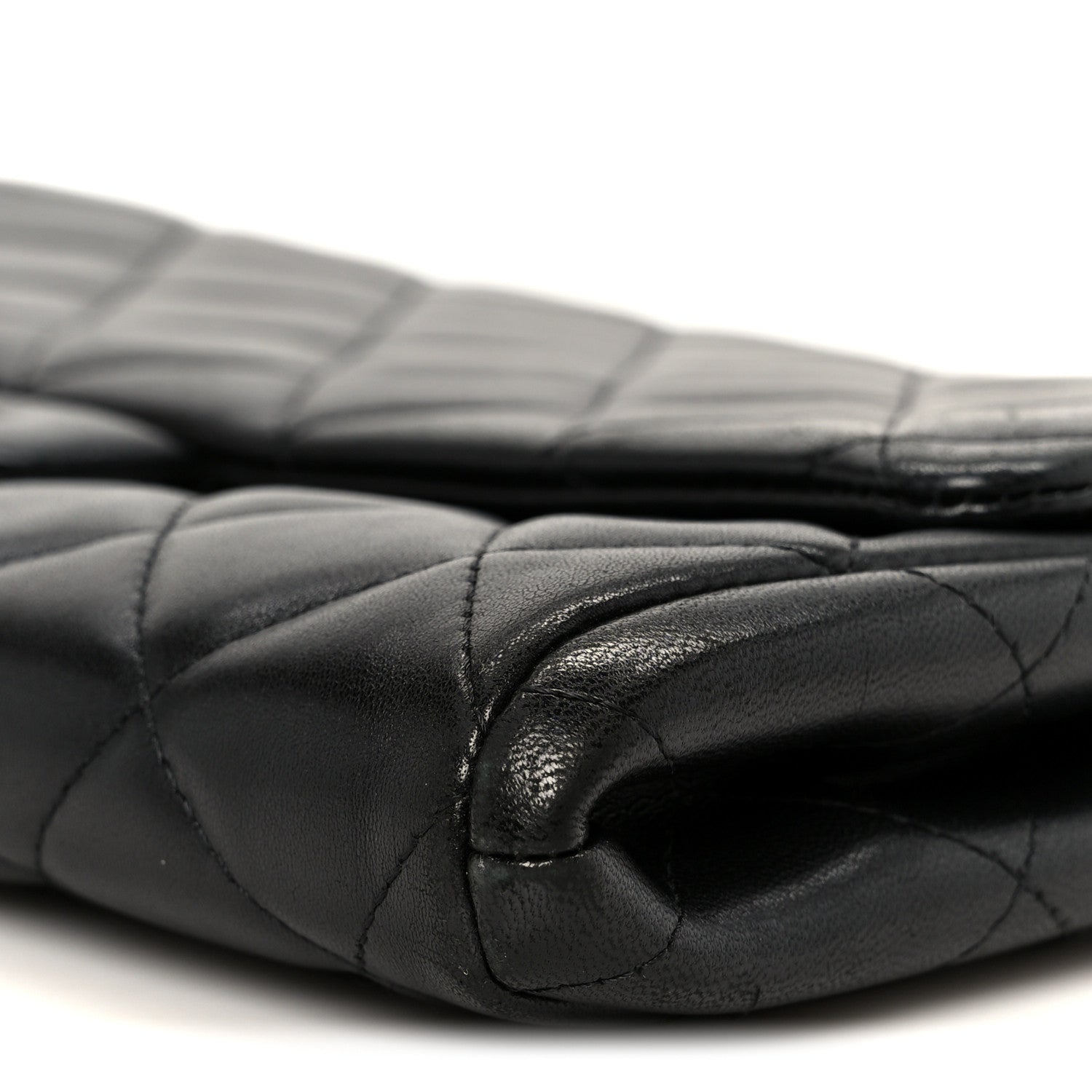 Chanel Lambskin Quilted Clutch With Chain Flap Black
