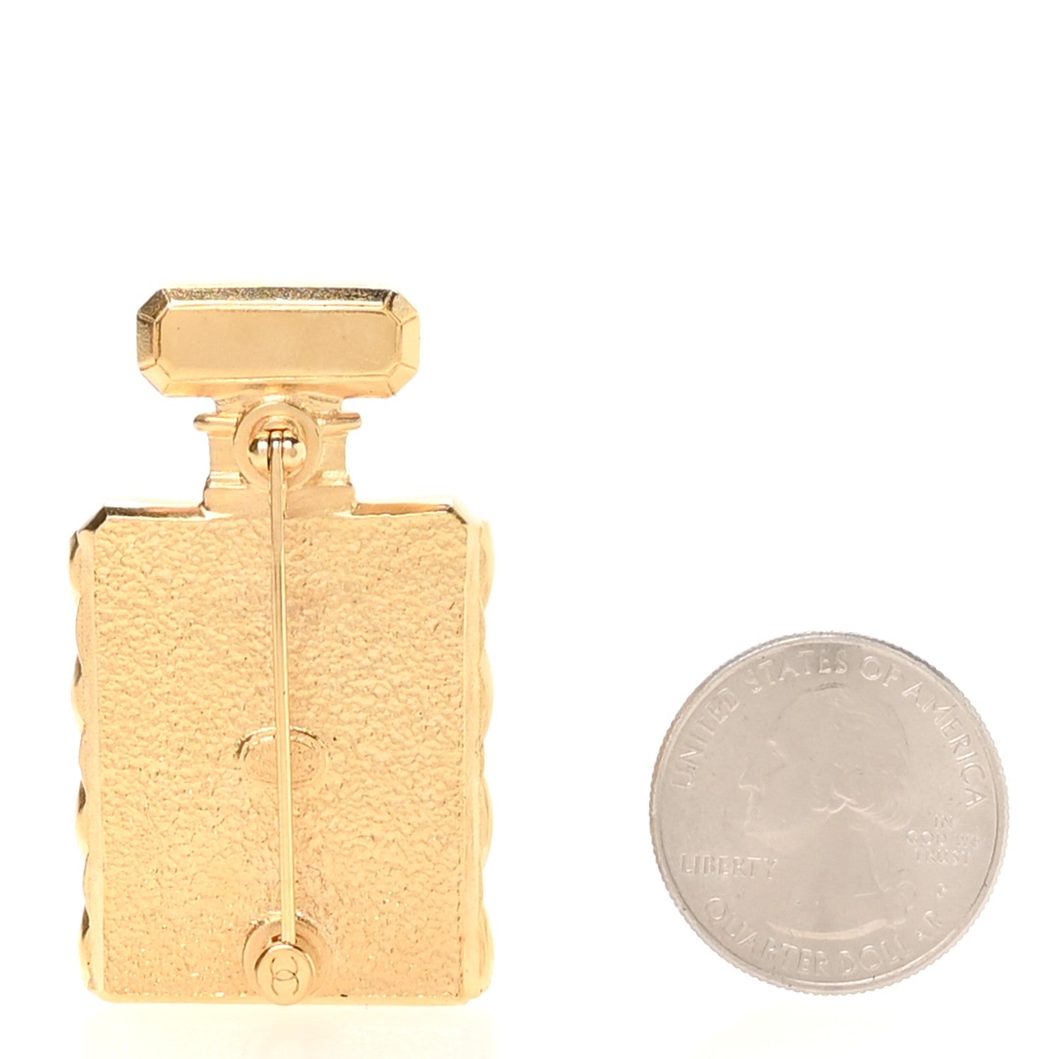 Enamel Pearl Quilted Perfume Bottle CC Brooch Gold