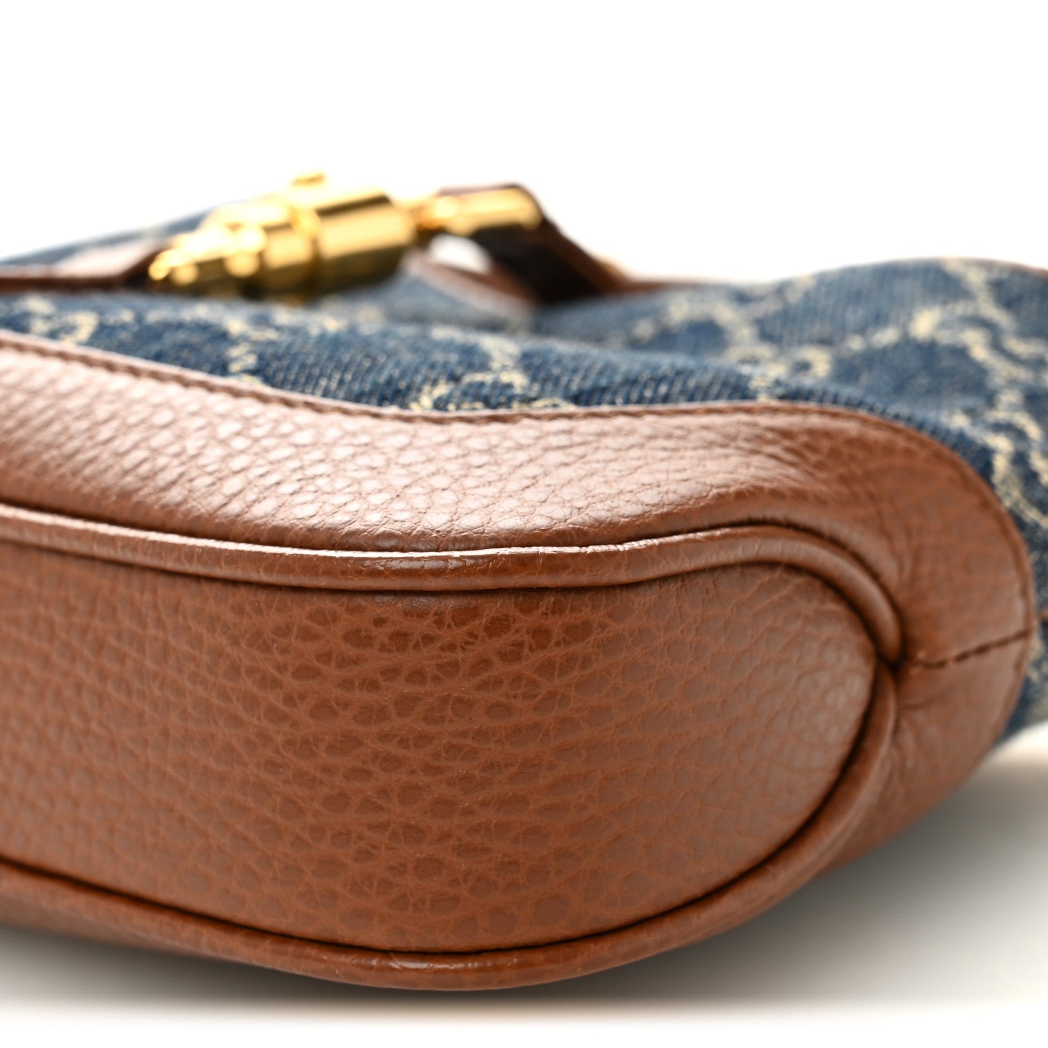 Gucci New Denim GG Monogram Calfskin Mini Jackie 1961 Hobo Blue Tea Cuir