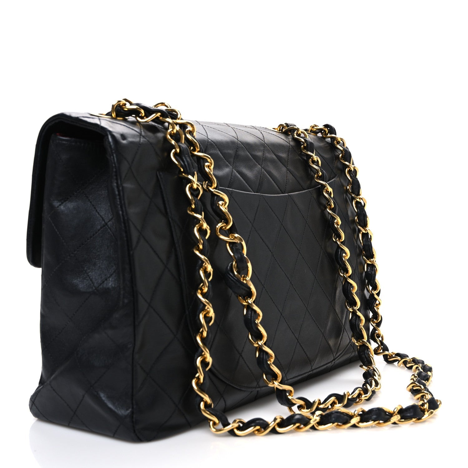 Chanel Lambskin Quilted XL Jumbo Single Flap Black
