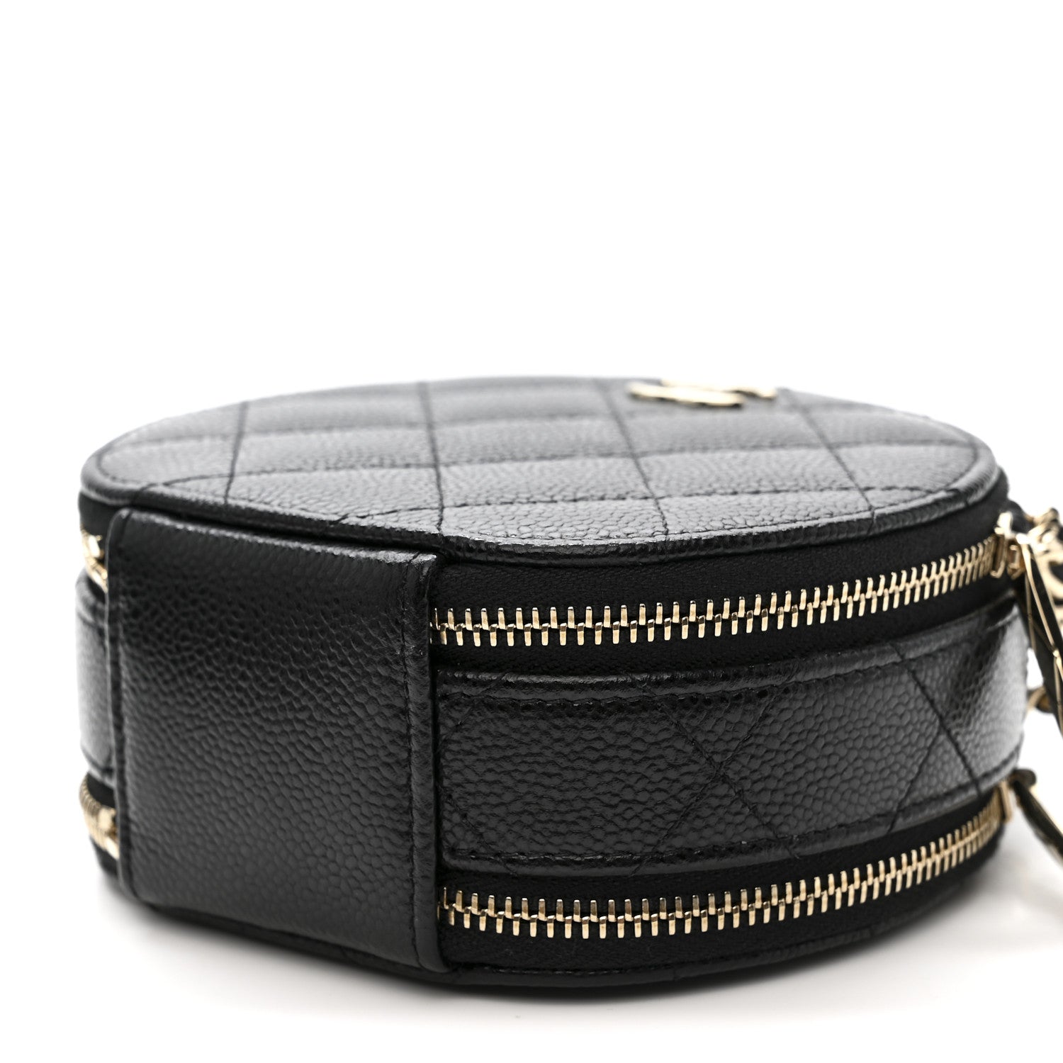 Chanel Caviar Quilted Round Handle With Care Vanity With Chain Black