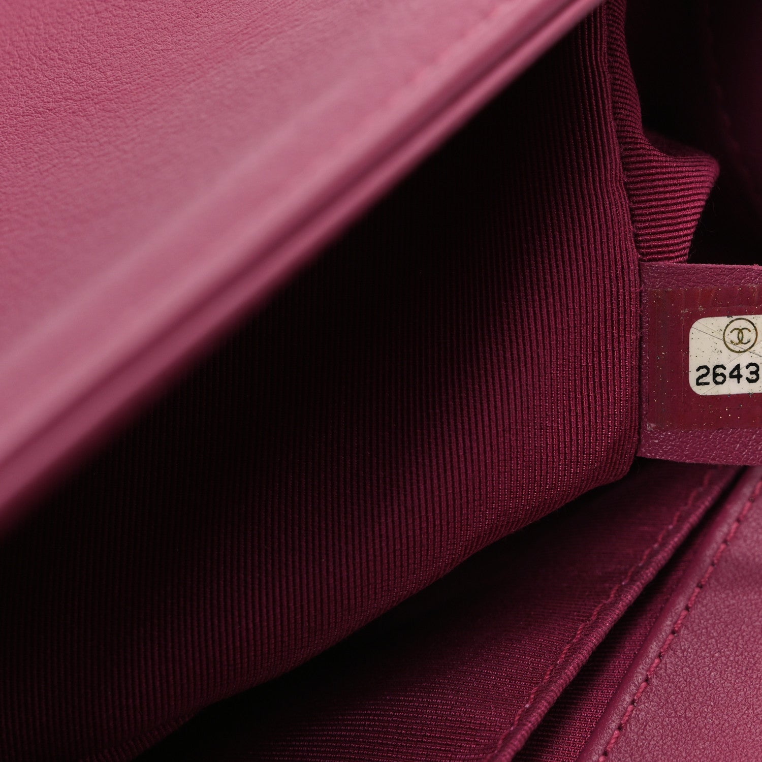 Chanel Lambskin Chevron Quilted Medium Boy Flap Dark Pink