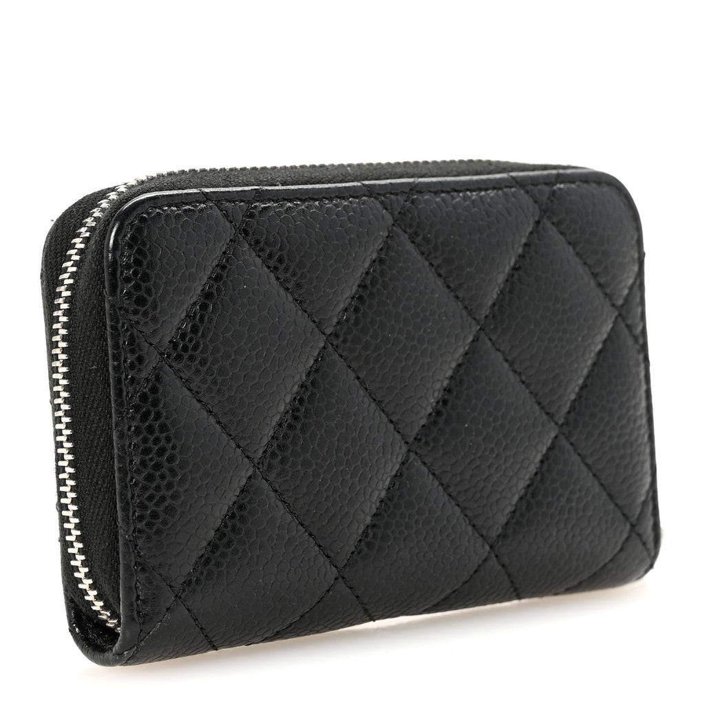 Caviar Quilted Zip Coin Purse Black