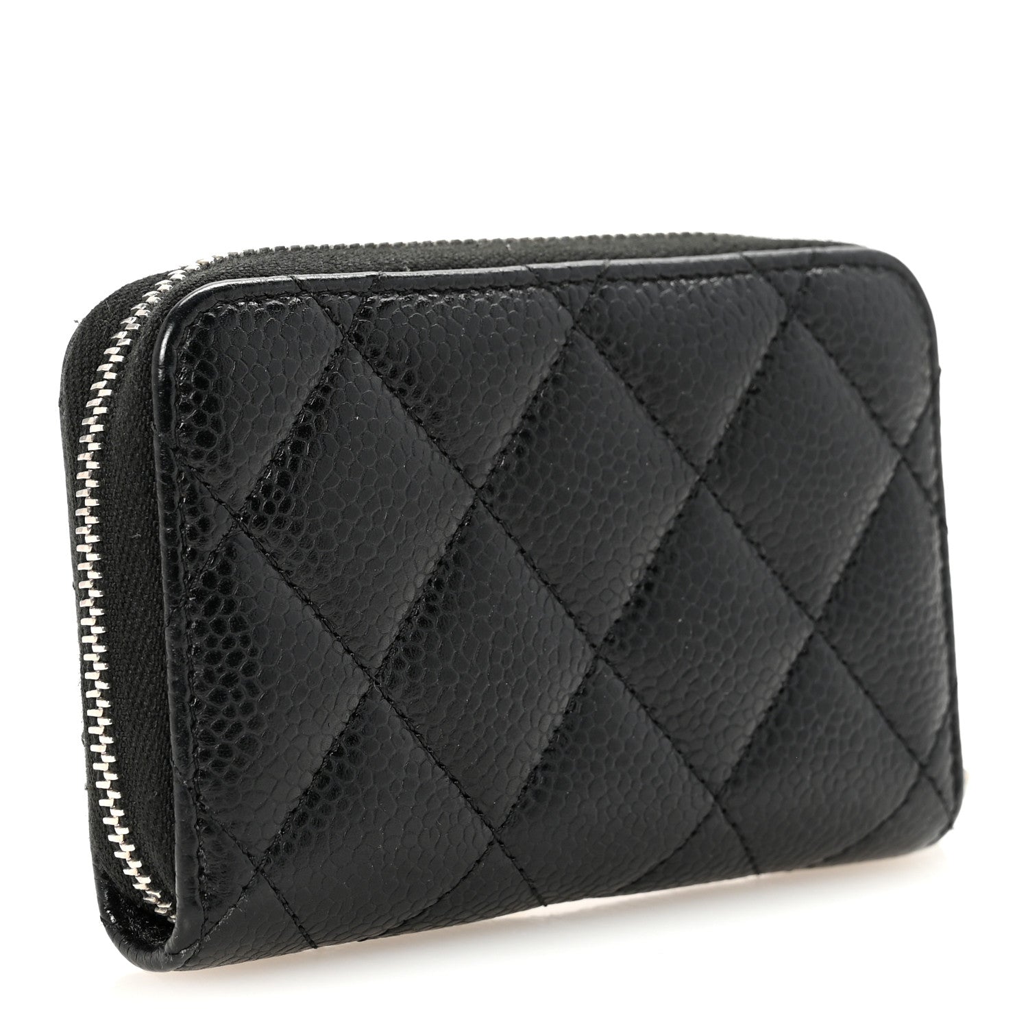 Caviar Quilted Zip Coin Purse Black