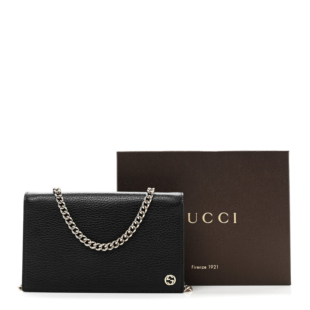 Gucci Dollar Calfskin Medium Betty Chain Wallet Black