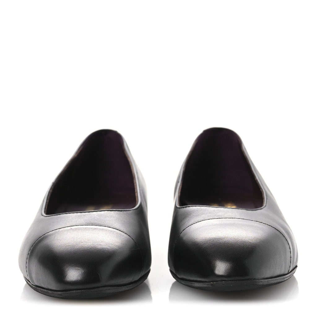 Lambskin Cap Toe CC Uniform Pumps 36 Black