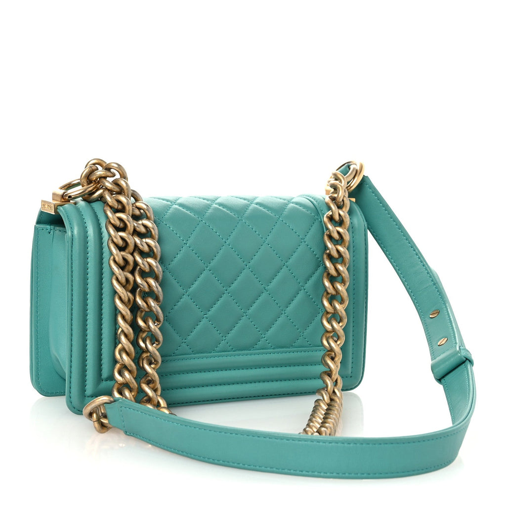 Chanel Lambskin Quilted Small Boy Flap Dark Turquoise