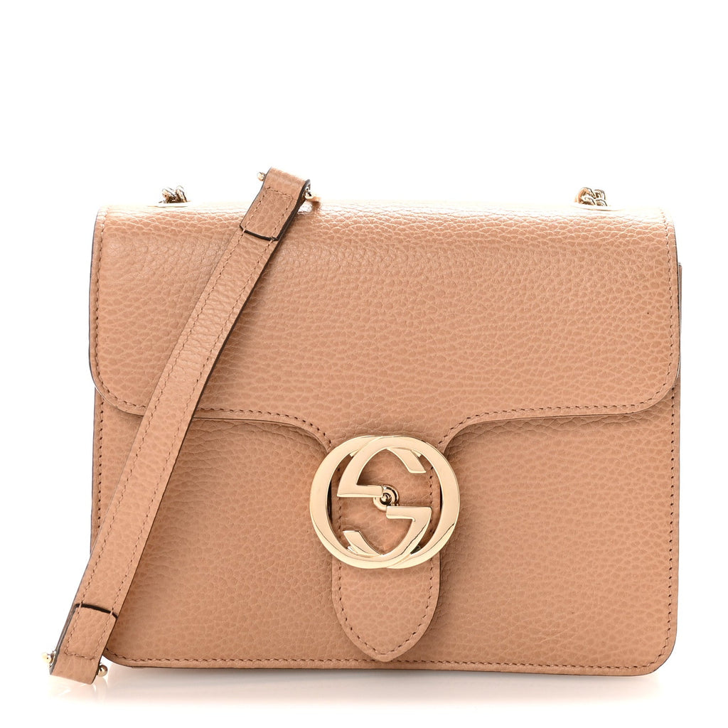 Gucci Dollar Calfskin Small Interlocking G Shoulder Bag Camelia