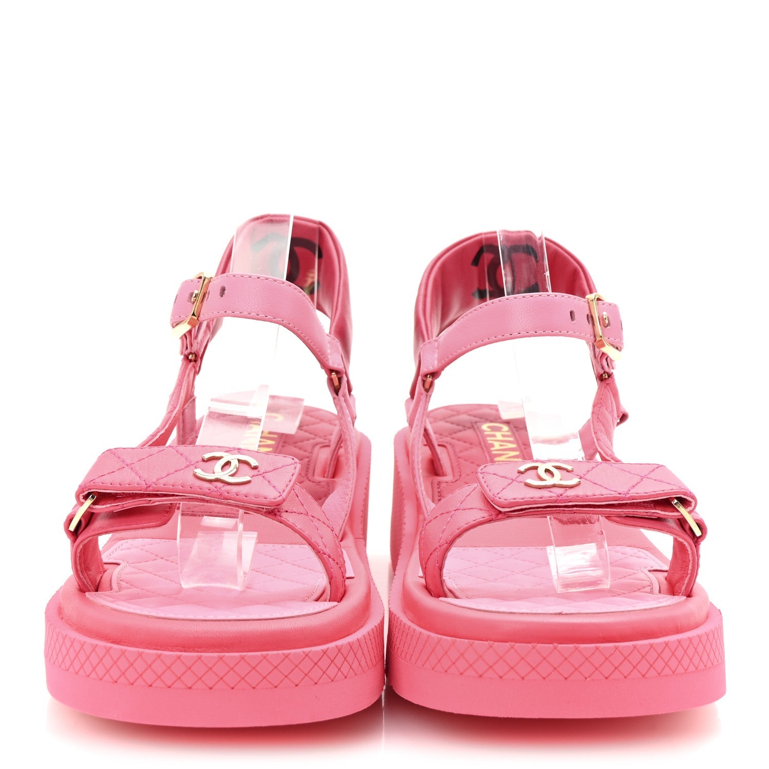Lambskin Logo Platform Sandals 39 Pink Red