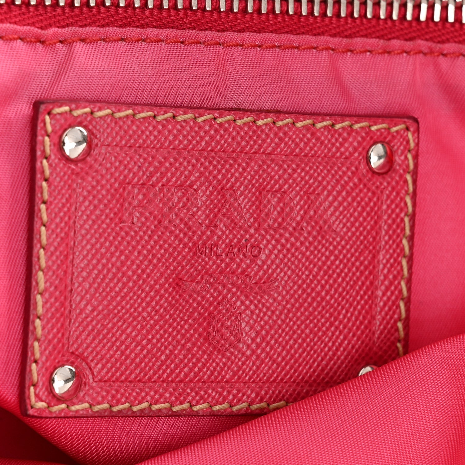 Prada Tessuto Nylon Saffiano Tote Papaya Ibisco