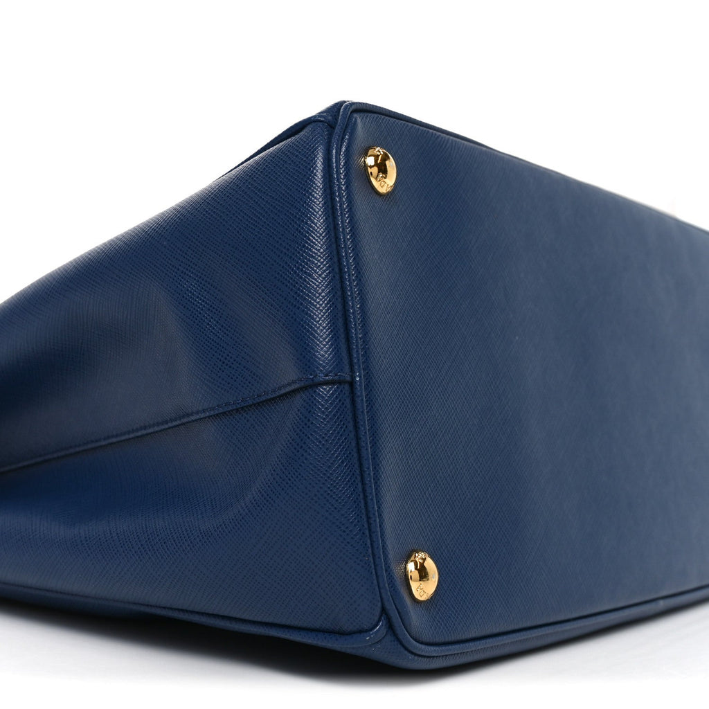 Prada Saffiano Lux Large Galleria Double Zip Tote Bluette