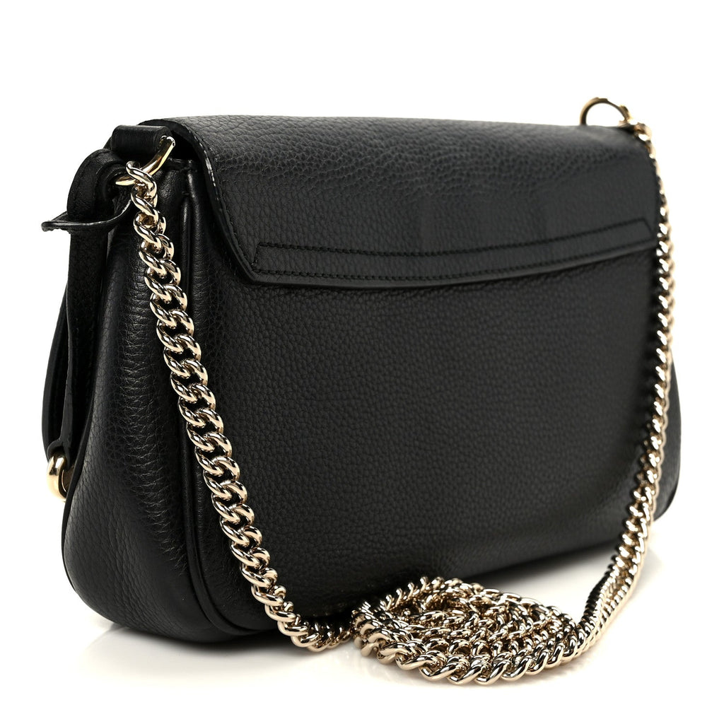 Gucci Pebbled Calfskin Medium Soho Flap Crossbody Black