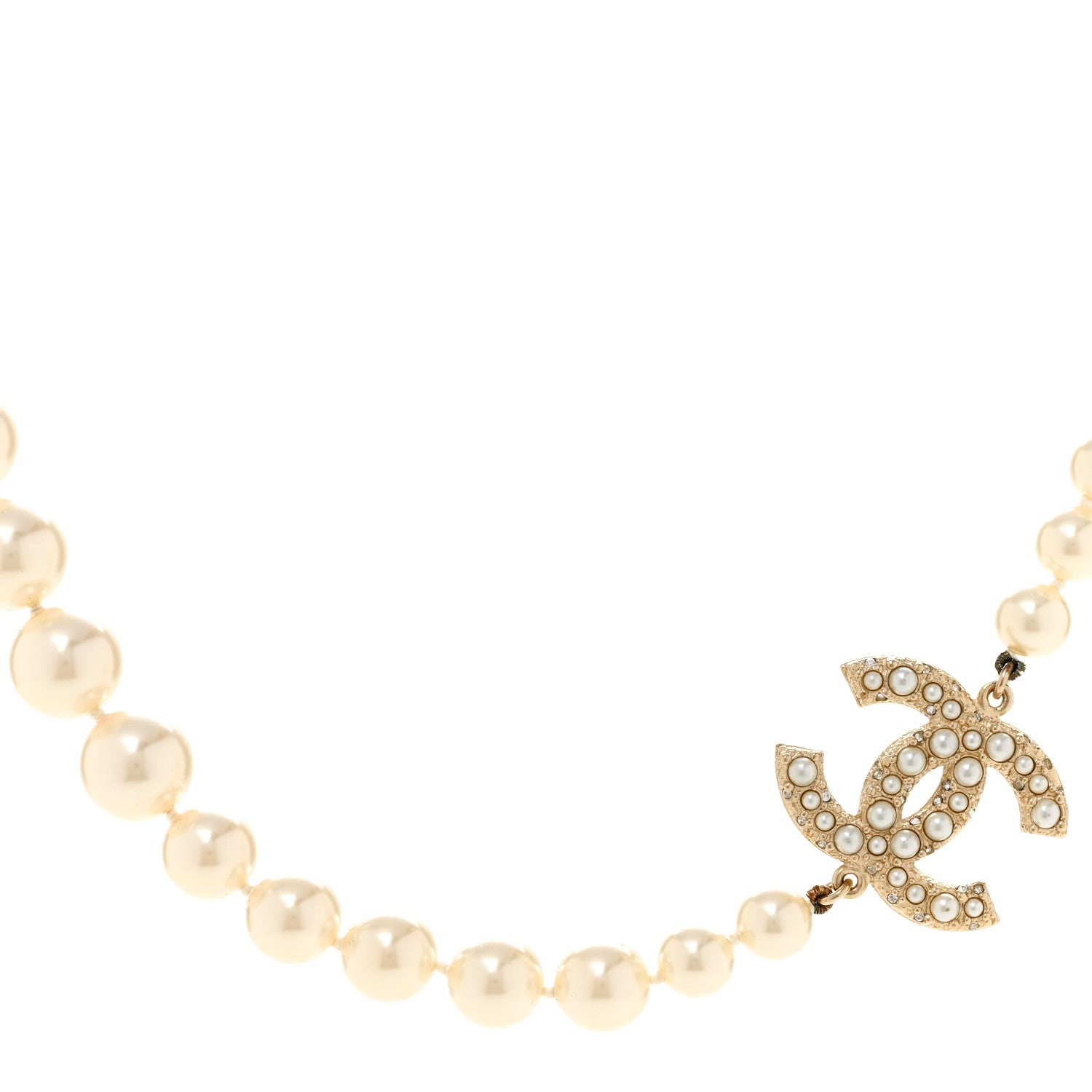 Pearl CC 100th Anniversary Necklace Light Gold