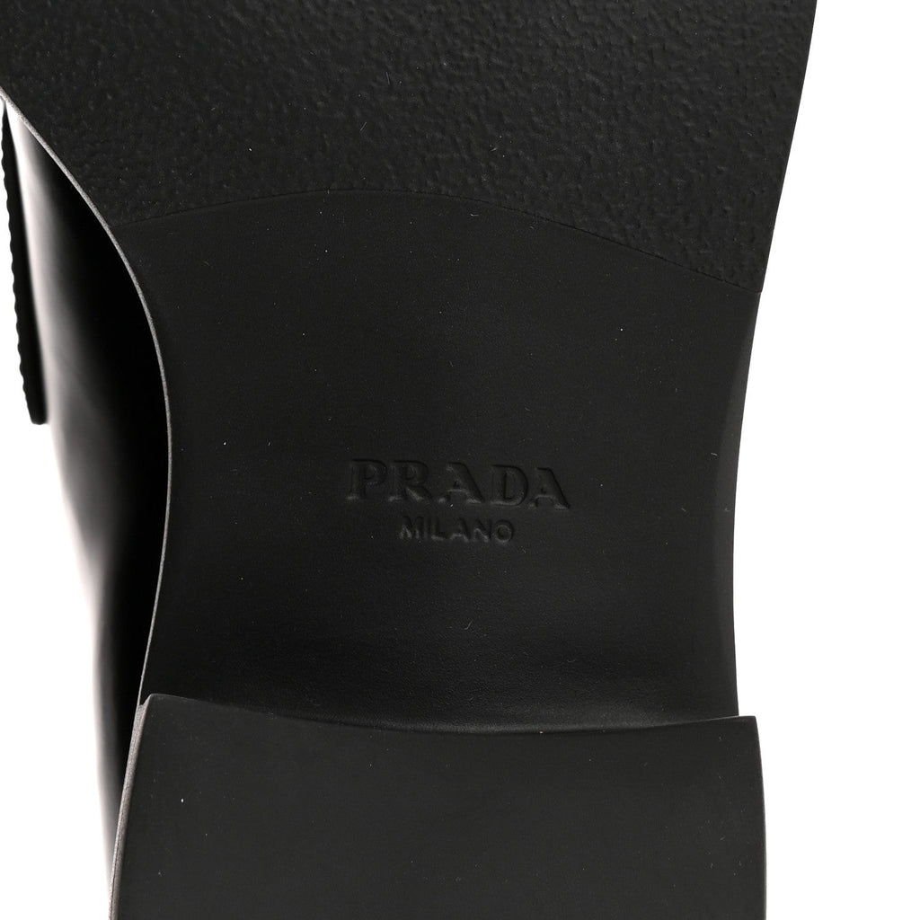 Prada Spazzolato Metal Triangle Logo 50mm Loafers 40.5 Black