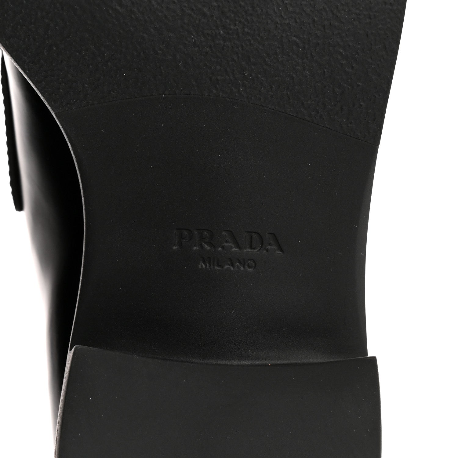 Prada Spazzolato Metal Triangle Logo 50mm Loafers 40.5 Black