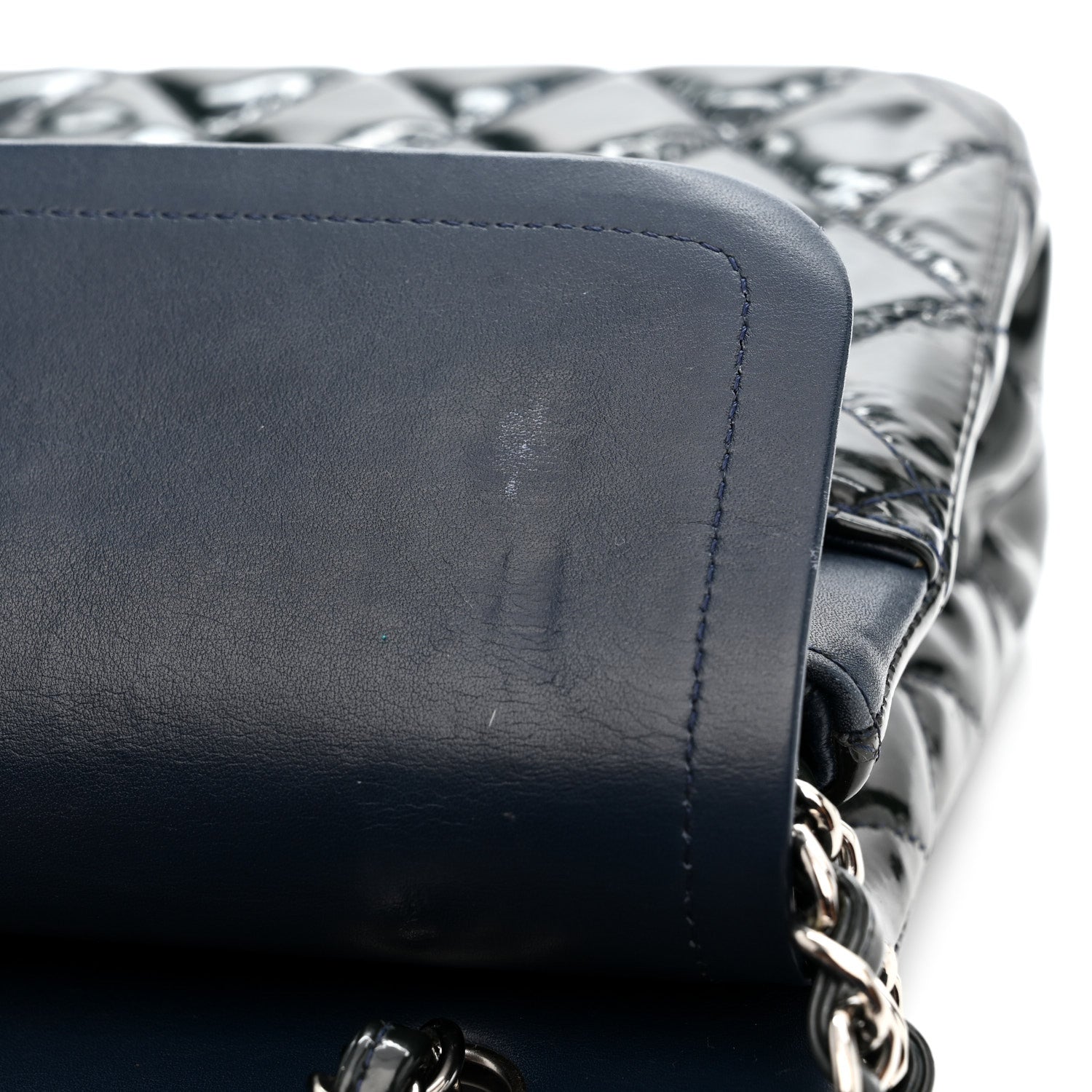 Chanel Patent Quilted Medium Double Flap Blue