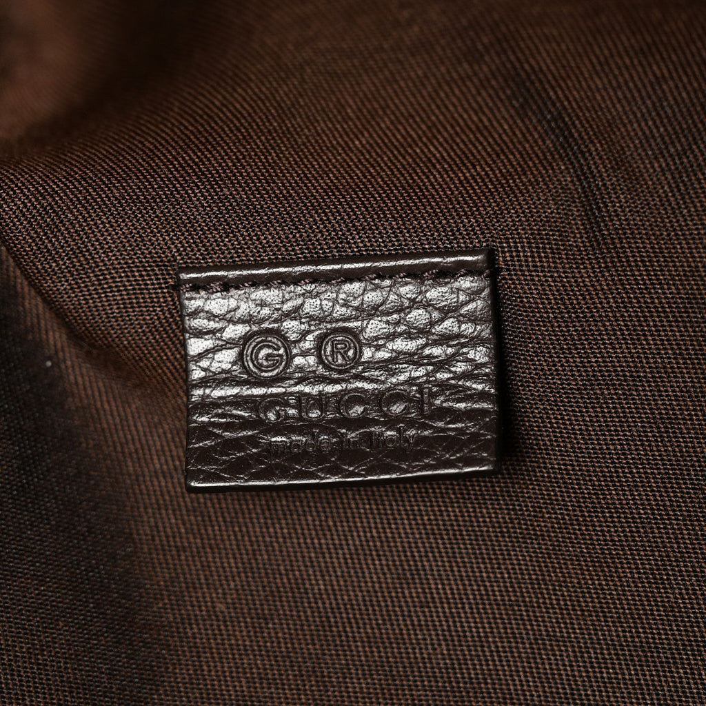 Gucci Monogram Dollar Calfskin Waist Pouch Beige Ebony Testa di Moro Marrone Scuro