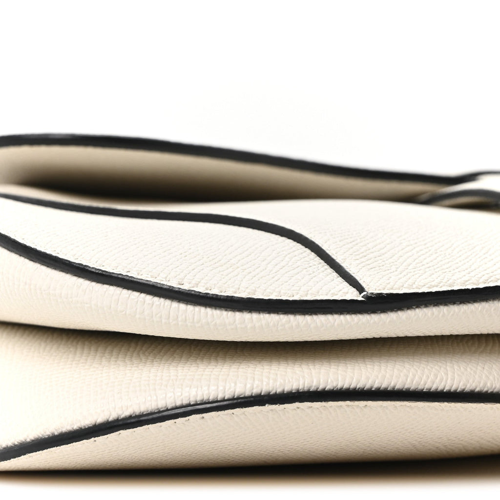 Christian Dior Grained Calfskin Saddle Bag White