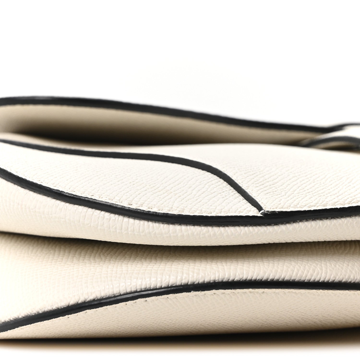 Christian Dior Grained Calfskin Saddle Bag White