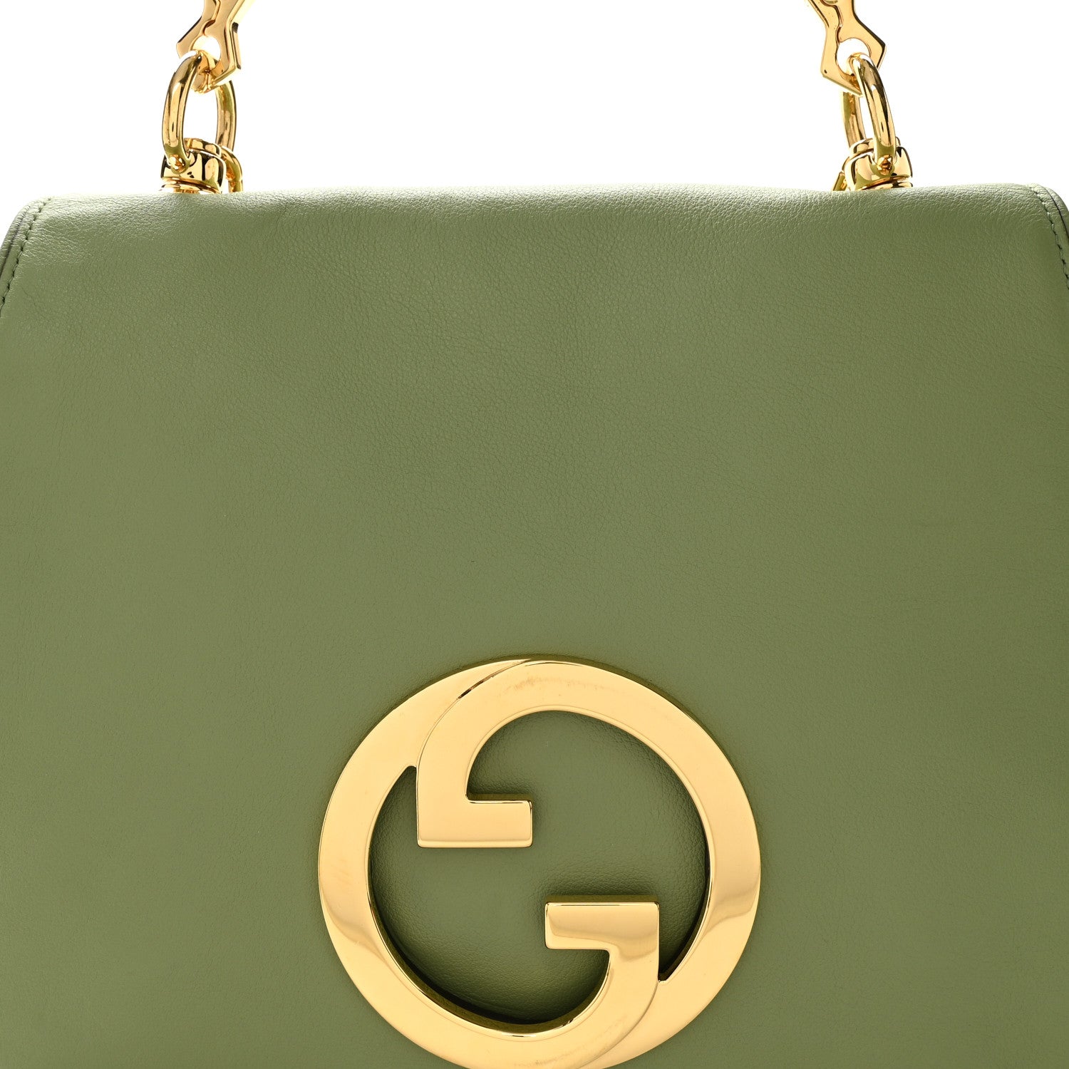 Gucci Roxy Calfskin Web Medium Blondie Top Handle Shoulder Flap Bag Salamander Green