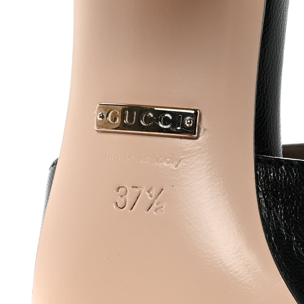 Gucci Malaga Kid Crystal Square G Madelyn 60mm Mules 37.5 Black