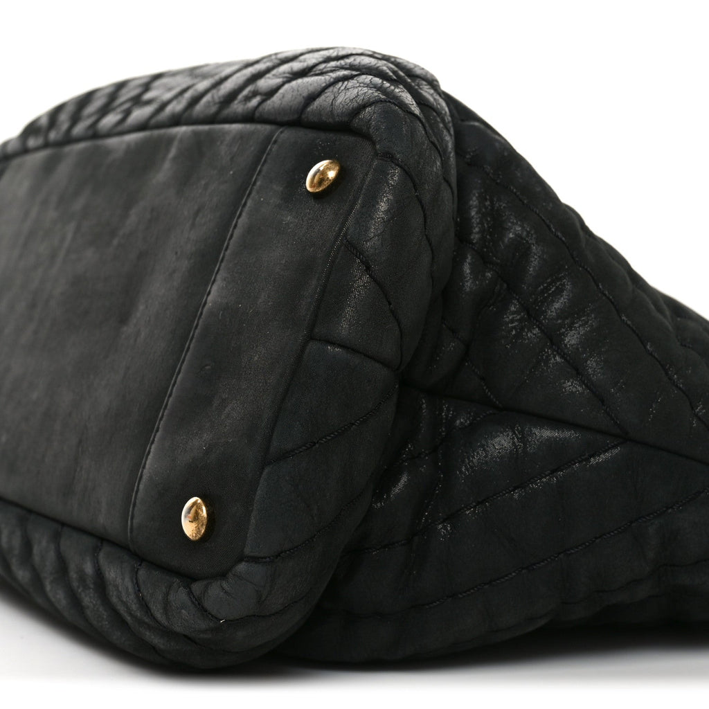Chanel Calfskin Chevron Quilted Surpique Tote Black
