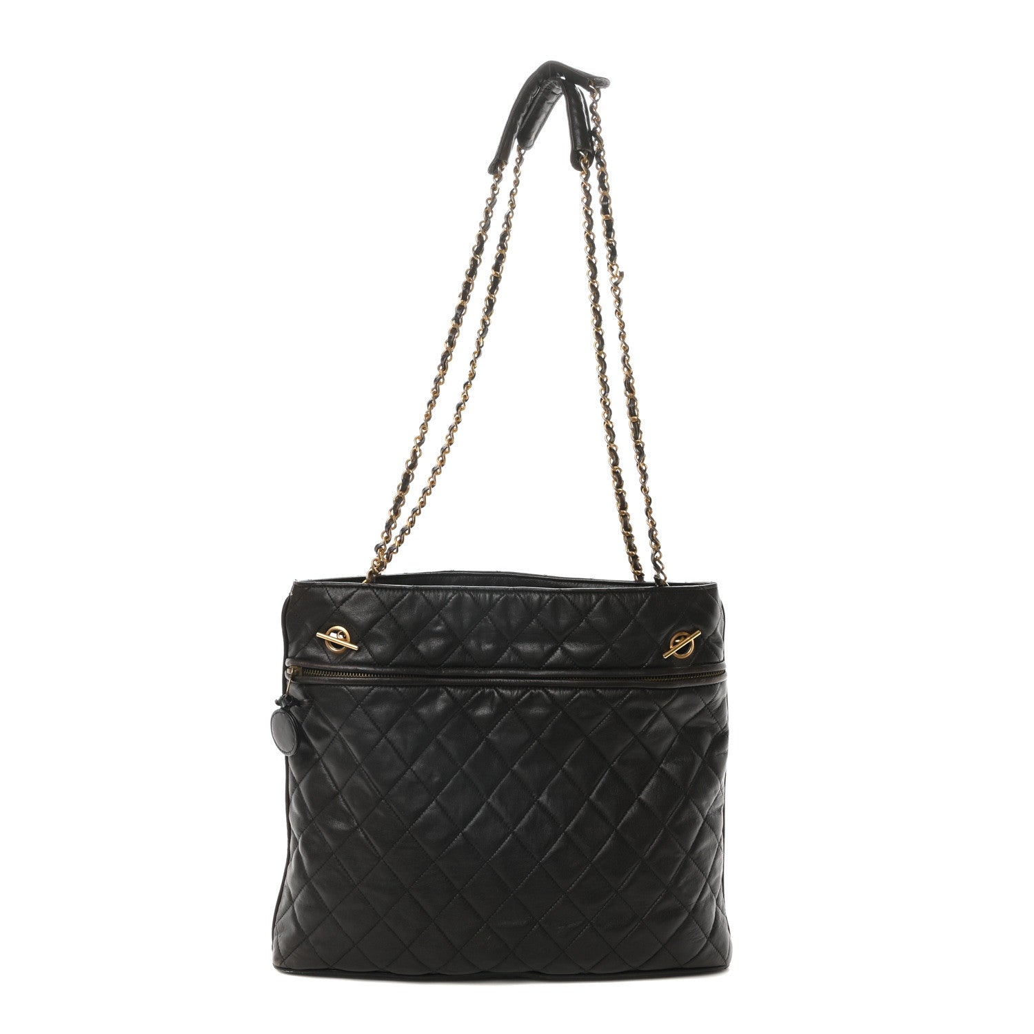 Chanel Calfskin Quilted CC Shopping Tote Black