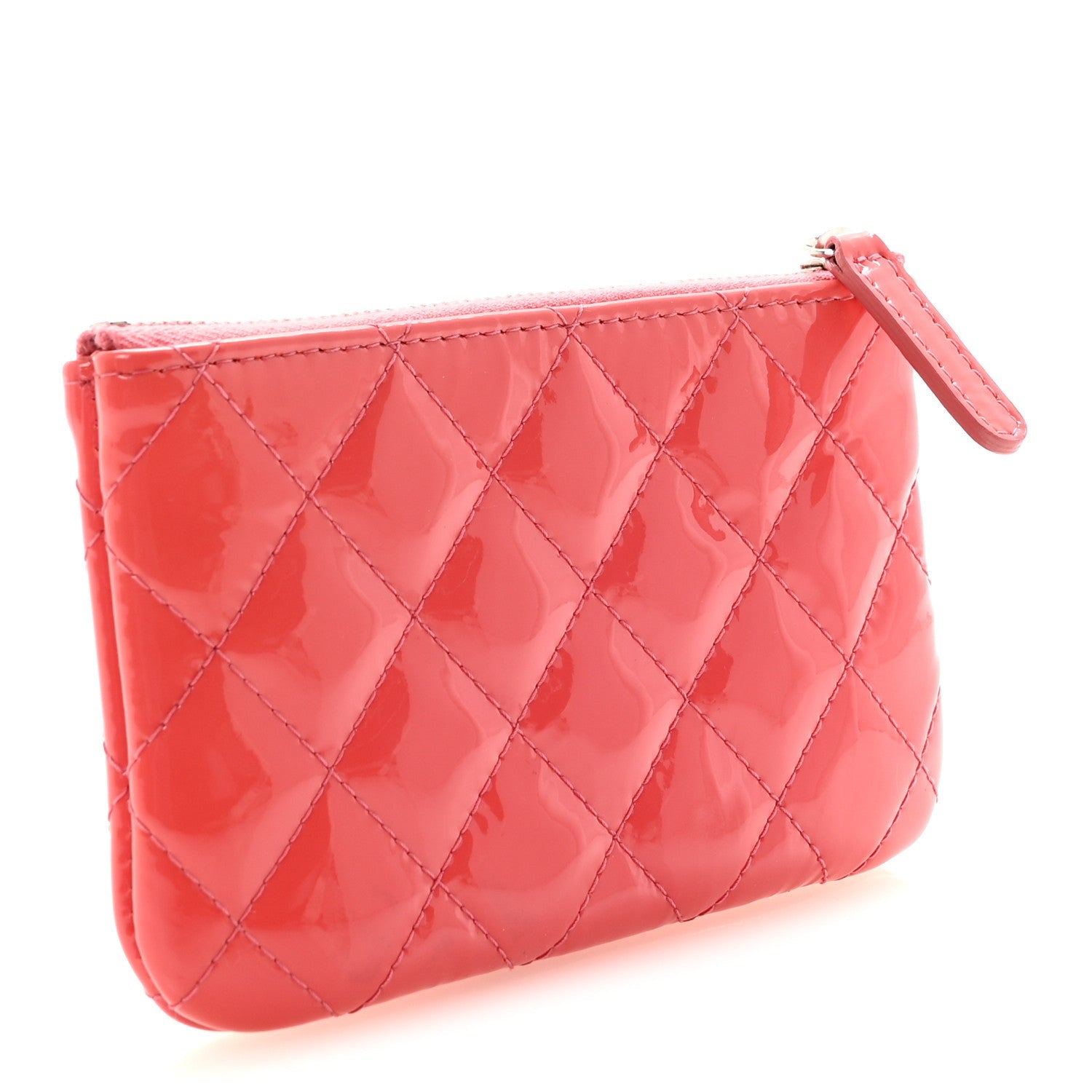 Patent Quilted Small Cosmetic Case Pink