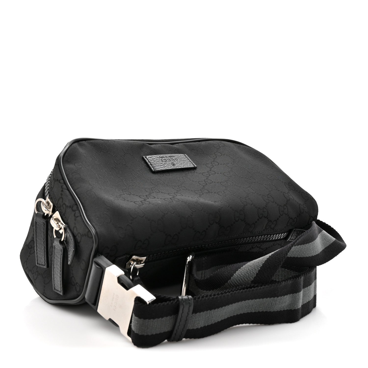 Gucci Nylon Monogram Fanny Pack Belt Bag Black