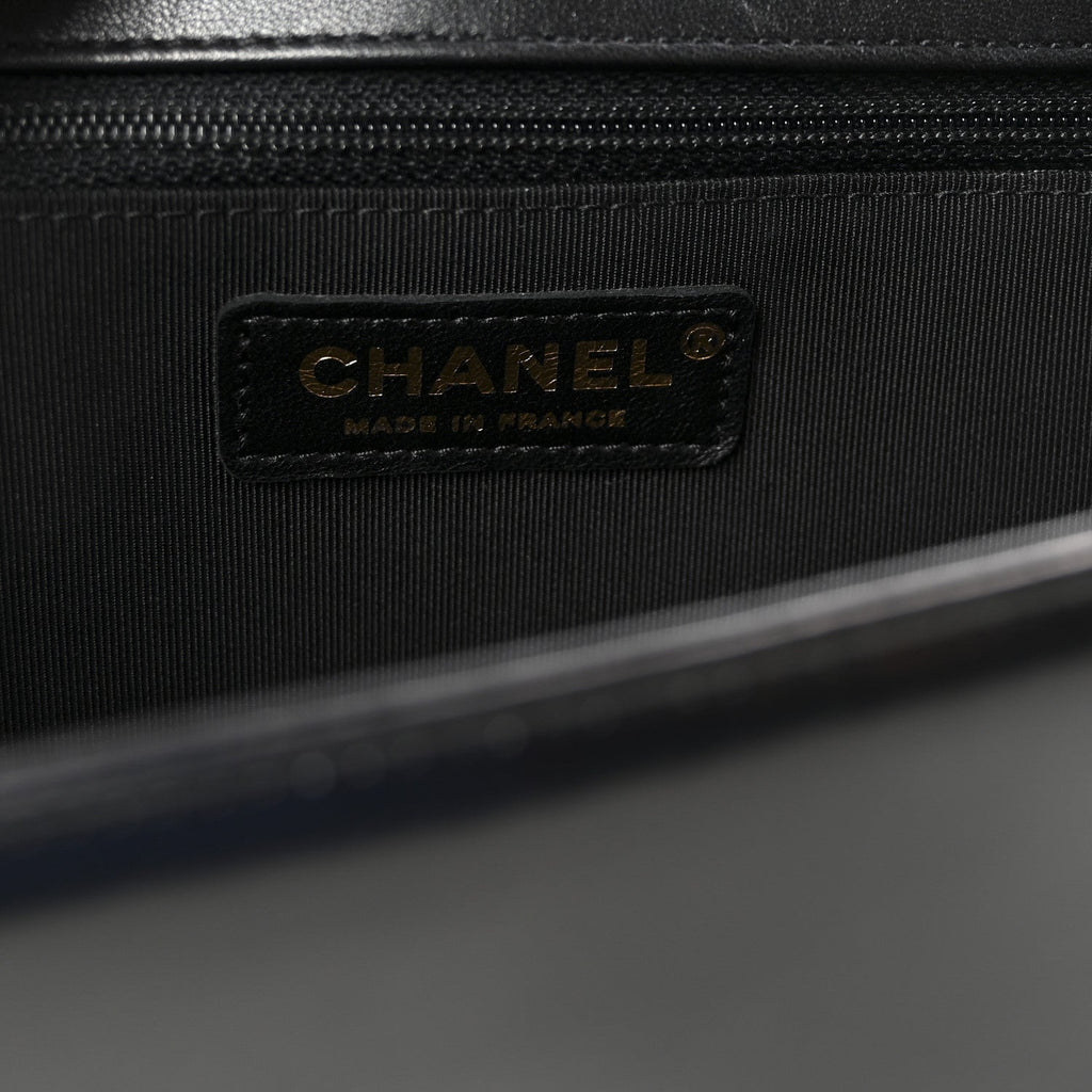 Chanel Iridescent Glazed Calfskin Quilted New Medium Boy Flap Black