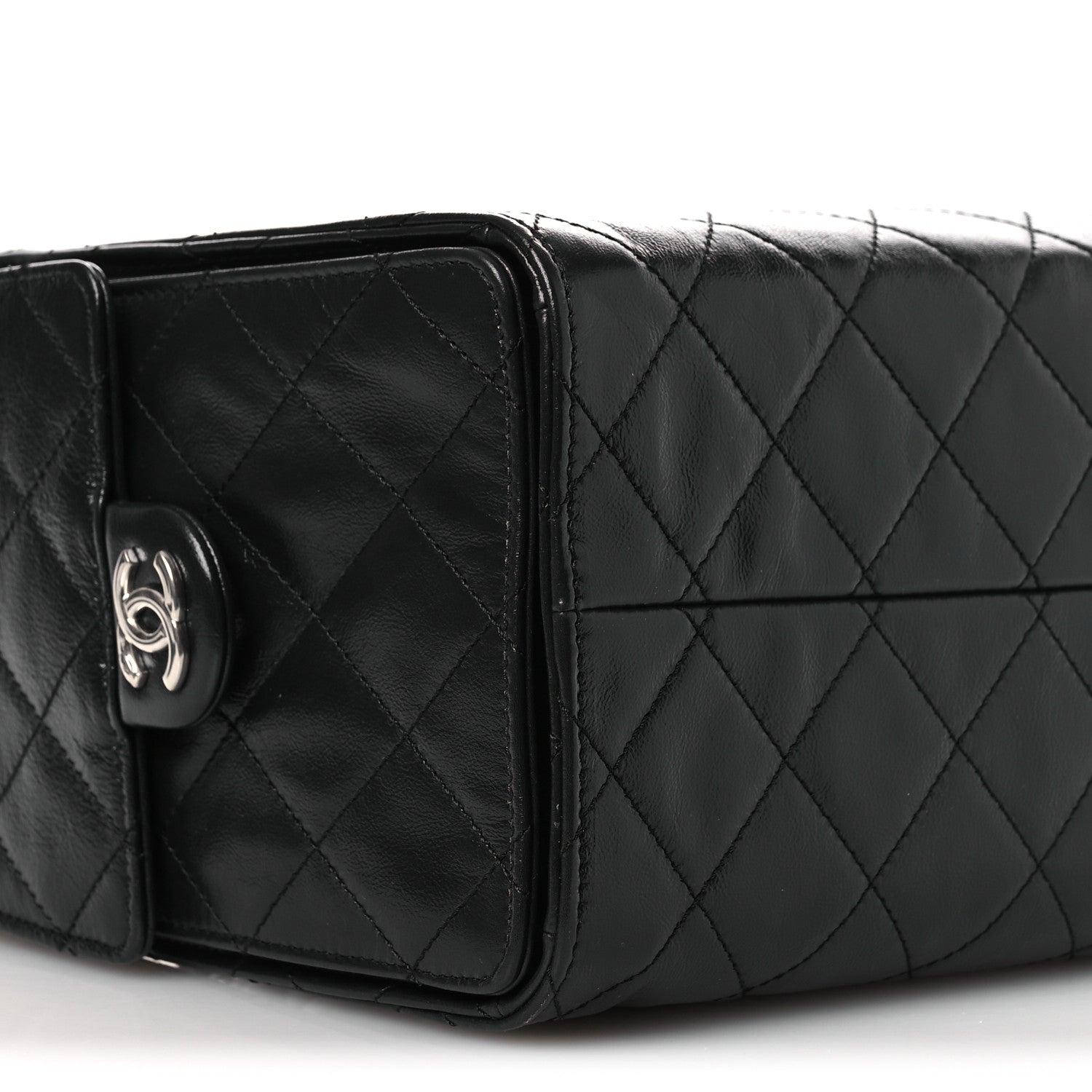 Chanel Shiny Crumpled Calfskin Quilted Small Chanel 25 Handbag Black
