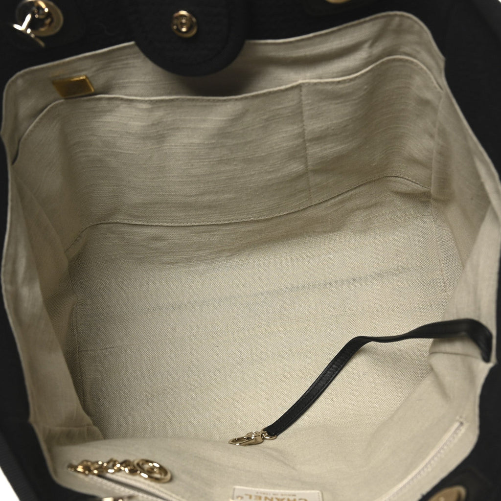 Chanel Mixed Fibers Small Deauville Tote Black