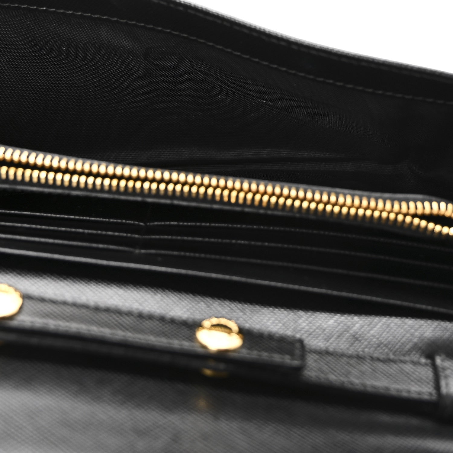 Prada Saffiano Metal Oro Chain Wallet Black