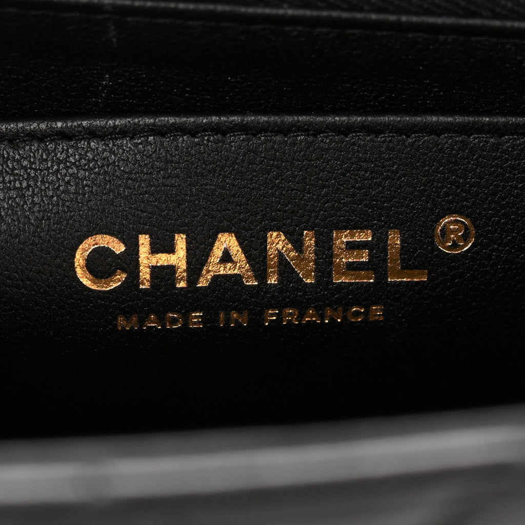 Chanel Lambskin Quilted Mini Rectangular Flap Black