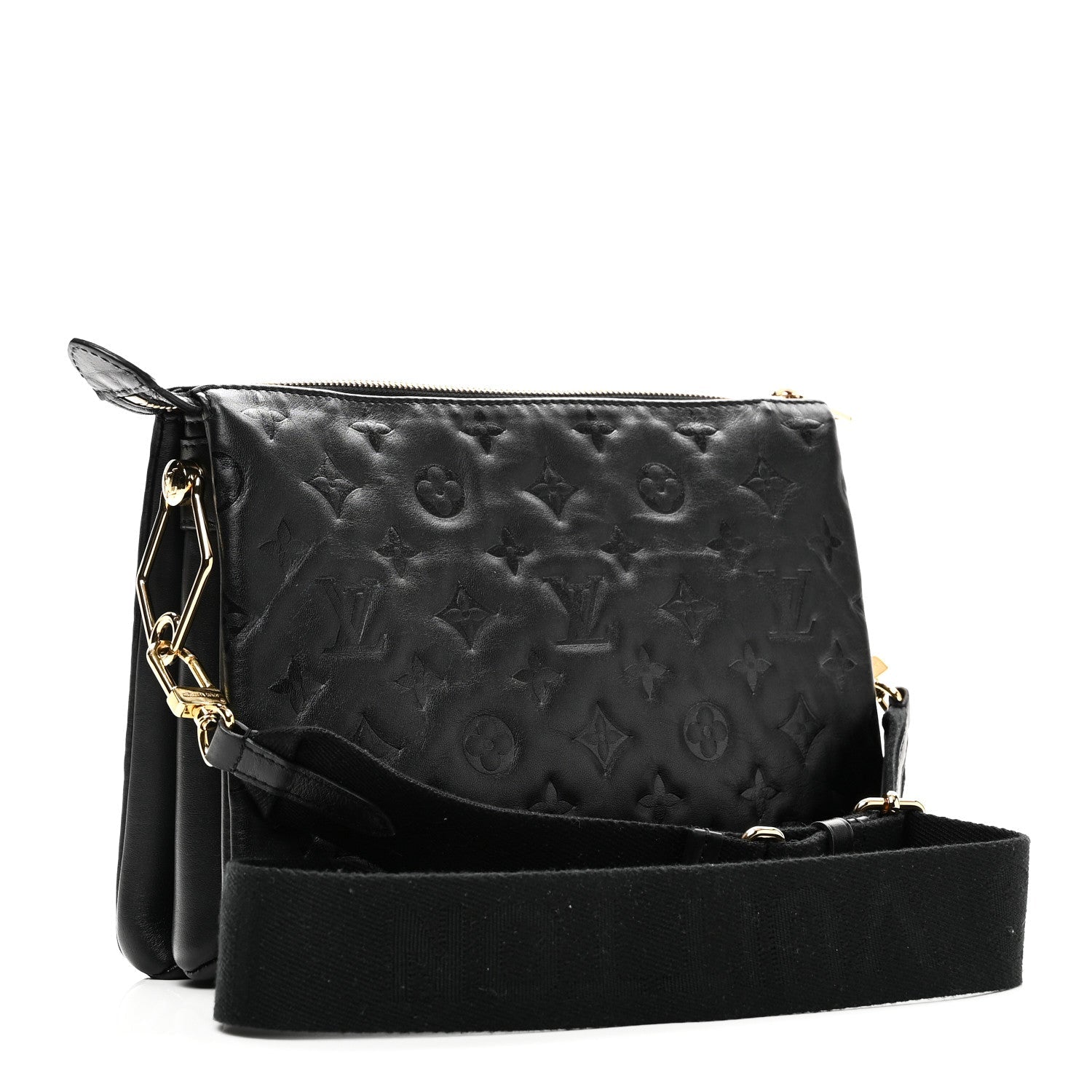 Louis Vuitton Lambskin Embossed Monogram Coussin PM Black