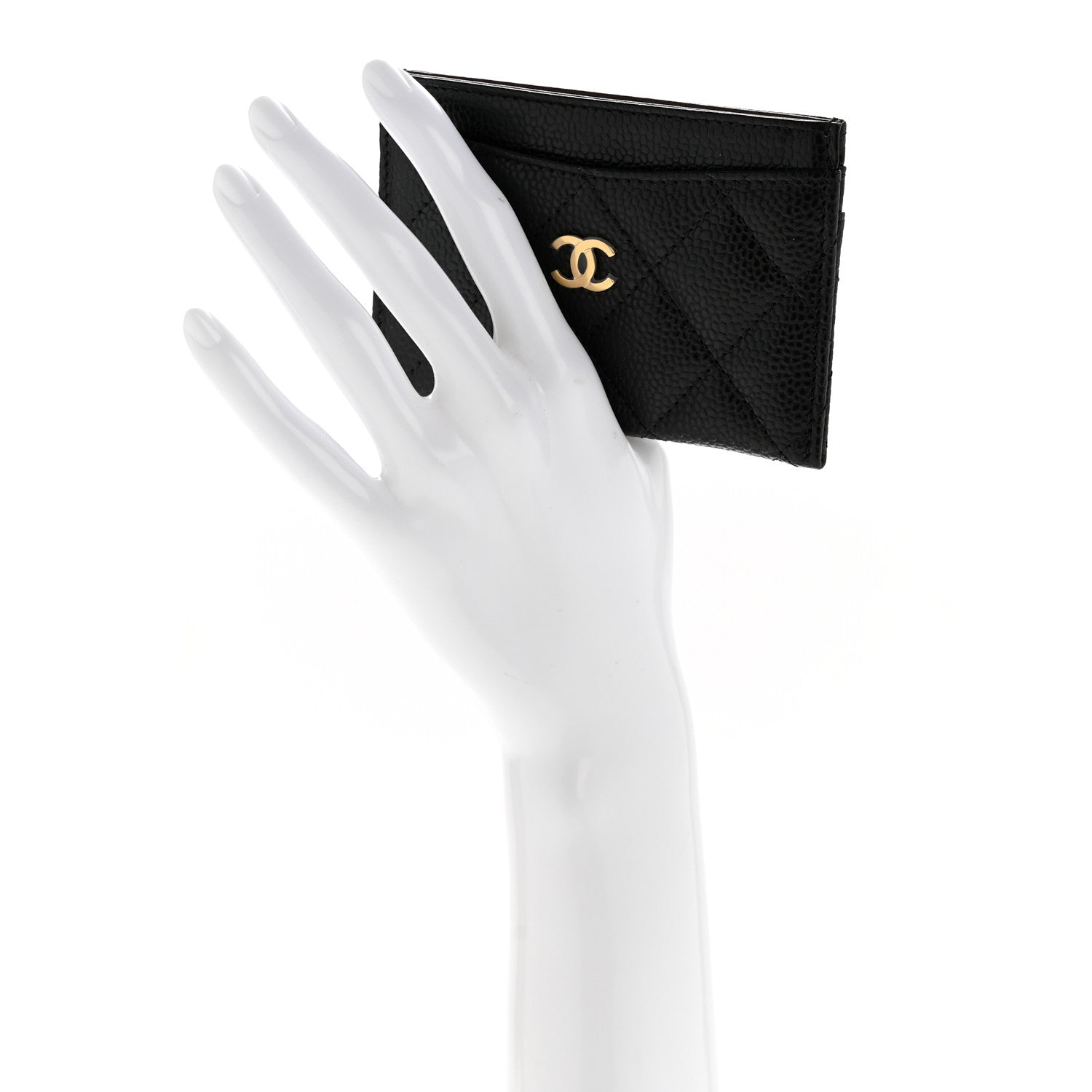 Caviar Quilted Card Holder Black