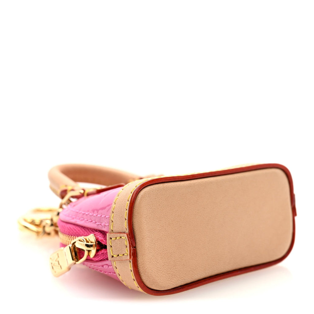 Louis Vuitton Vernis Monogram Micro Alma Bag Charm Key Holder Rose