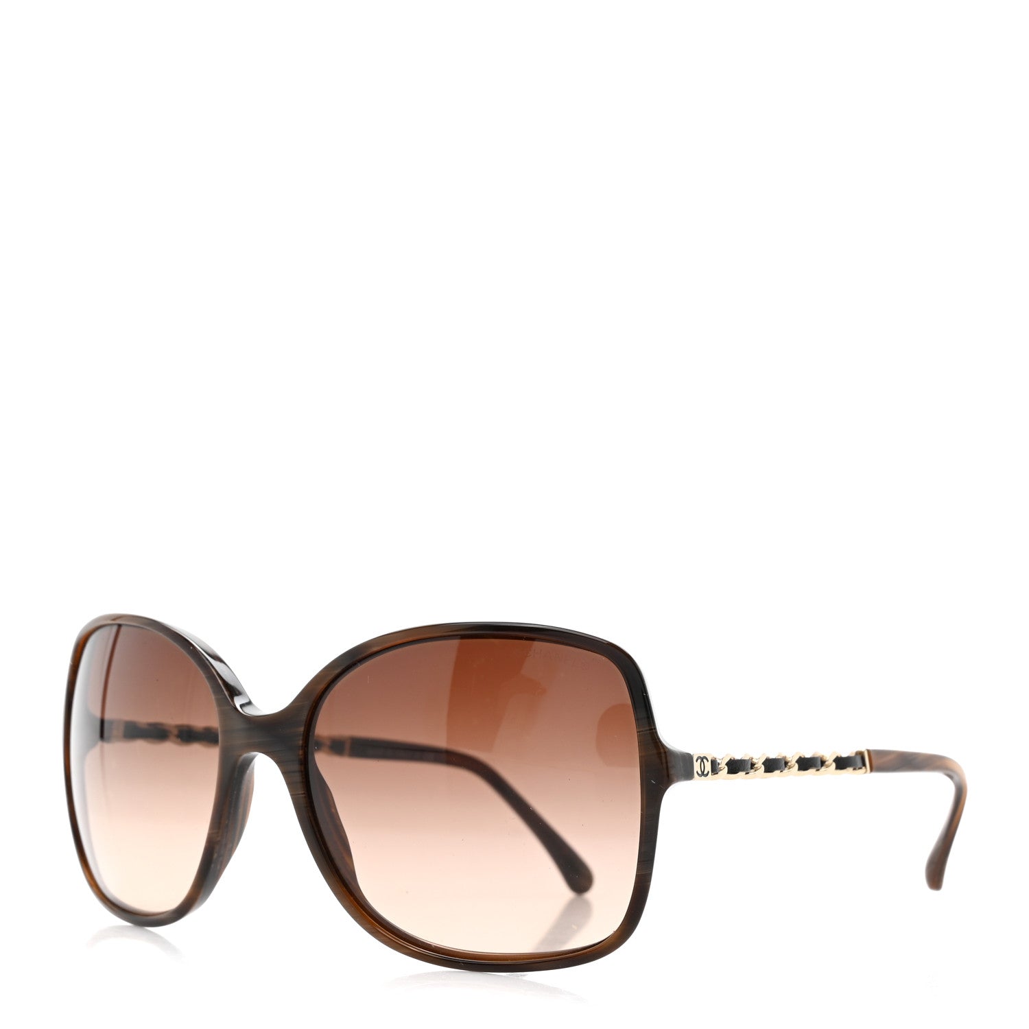 Acetate Metal Lambskin Chain Square Sunglasses 5210-Q Brown