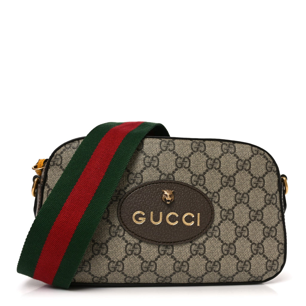 Gucci GG Supreme Monogram Web Neo Vintage Shoulder Bag Beige New Acero Crop