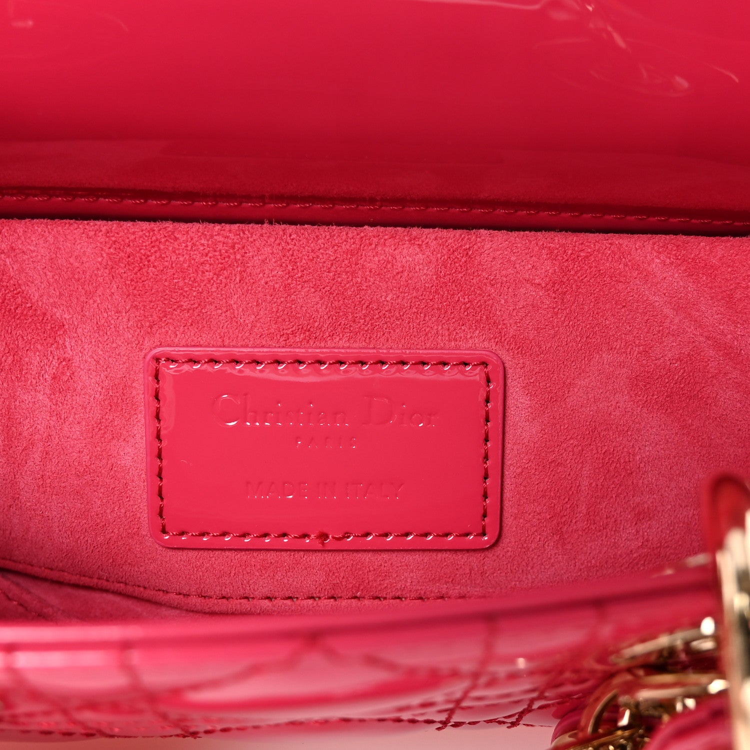 Christian Dior Patent Cannage Small Lady D-Joy Mexican Red