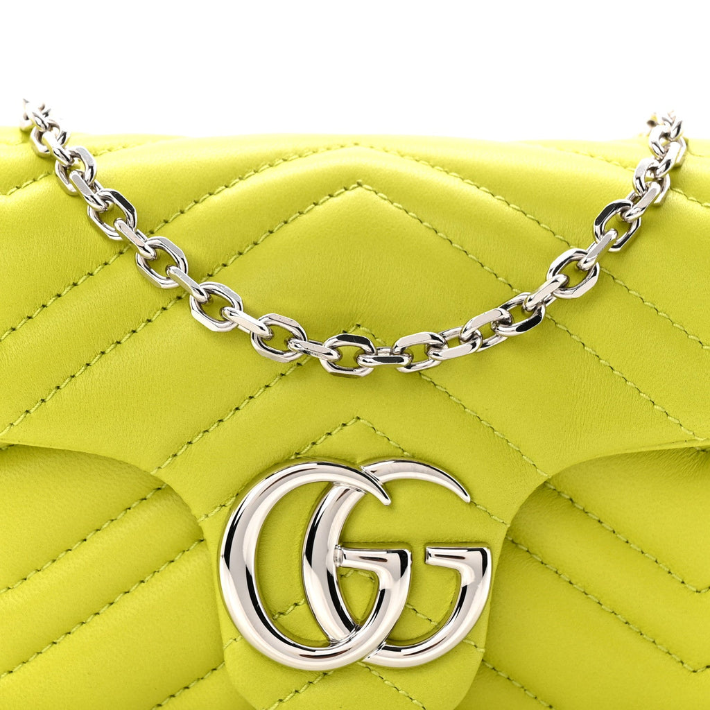 Gucci Lambskin Matelasse Mini GG Marmont Shoulder Bag Firefly