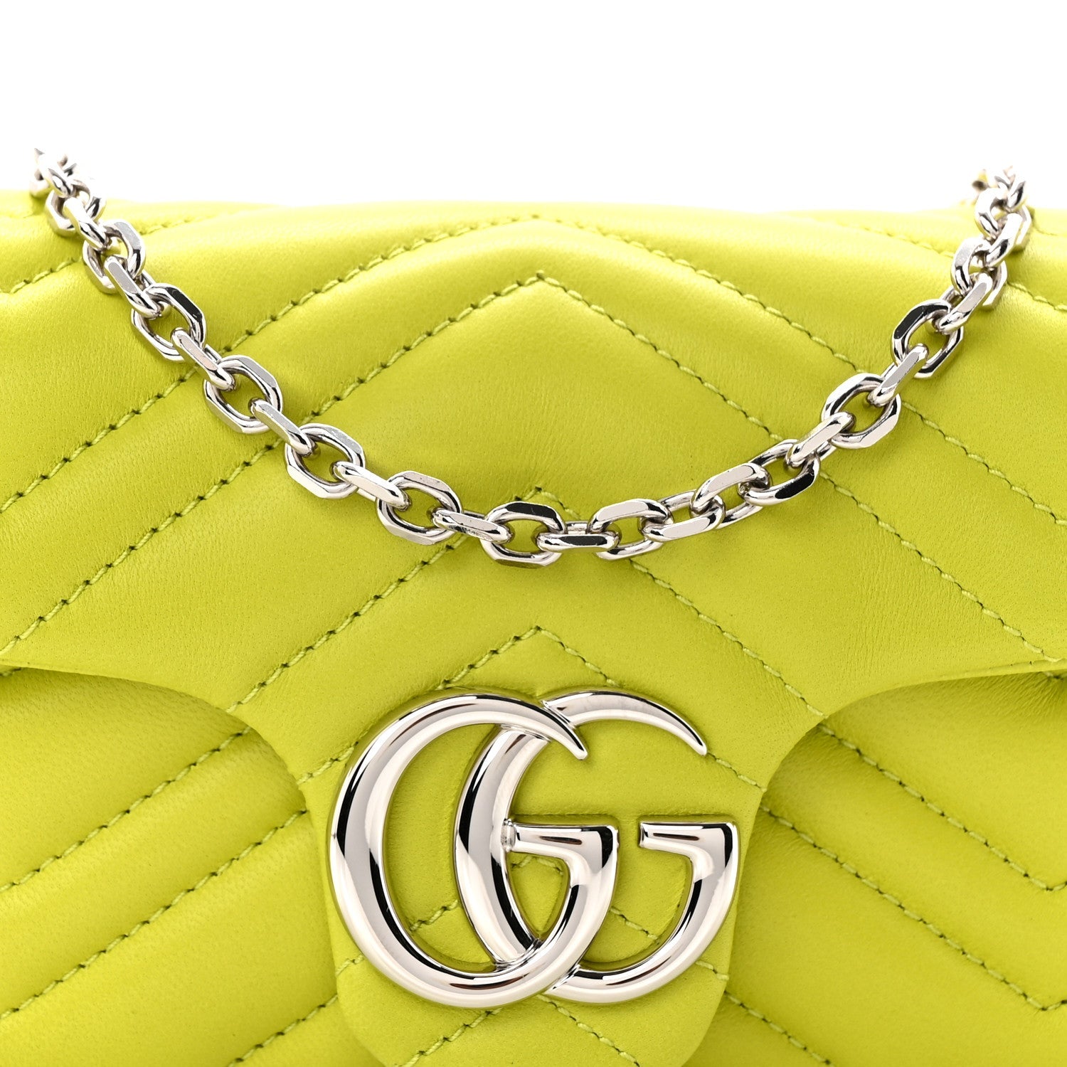 Gucci Lambskin Matelasse Mini GG Marmont Shoulder Bag Firefly