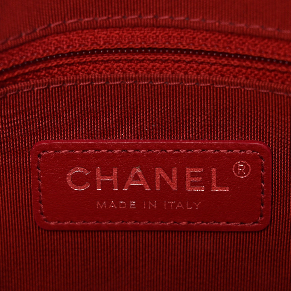 Chanel Calfskin Chain 20s Signature Bowling Bag Red