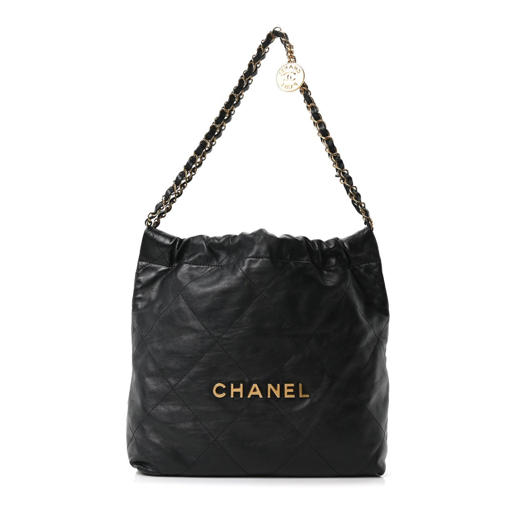 Chanel Shiny Calfskin Quilted Small Chanel 22 Black