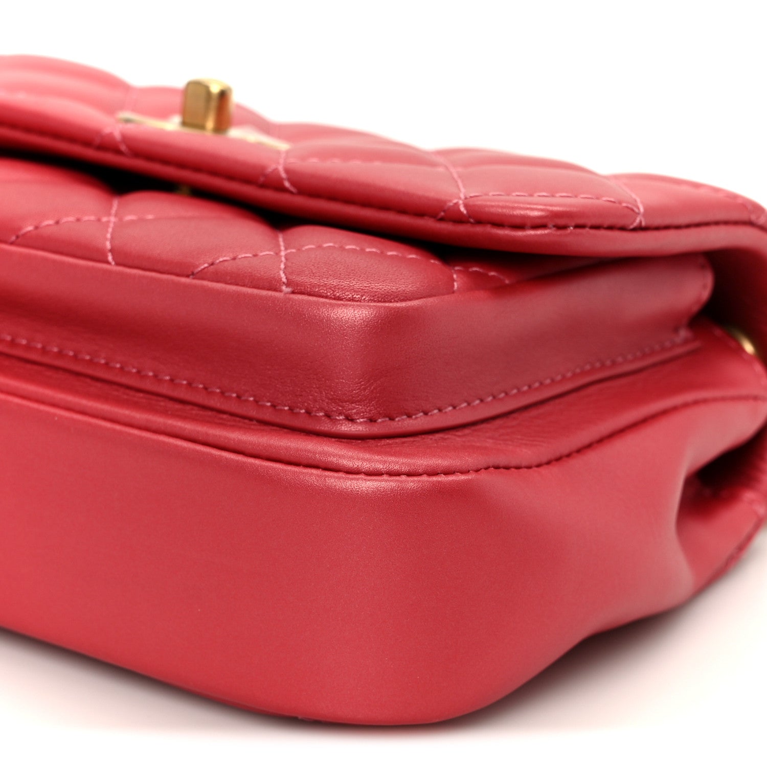 Chanel Metallic Calfskin Quilted Top Handle Flap Dark Pink