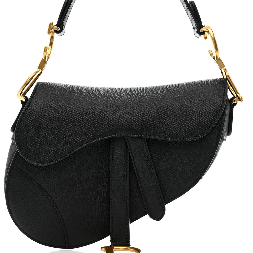 Christian Dior Grained Calfskin Mini Saddle Bag Black