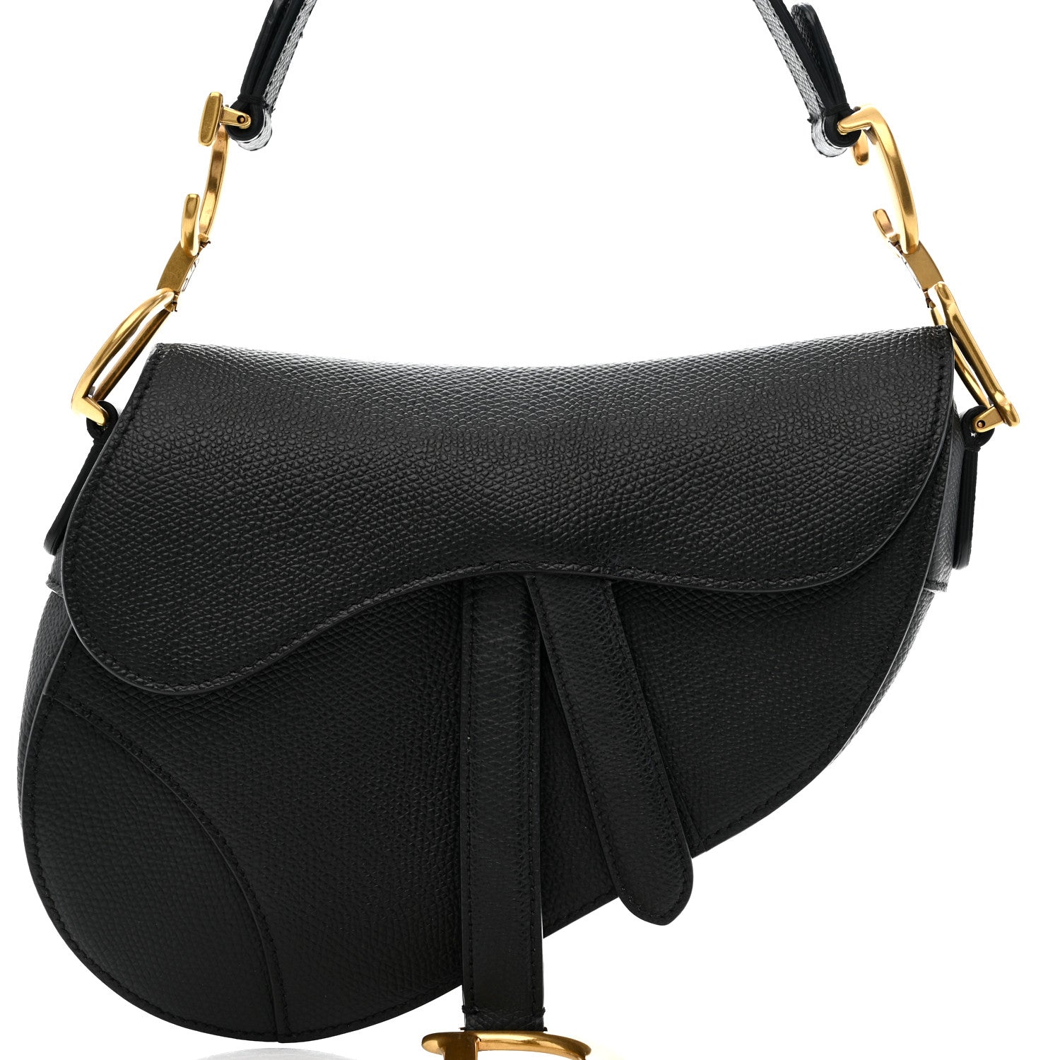 Christian Dior Grained Calfskin Mini Saddle Bag Black